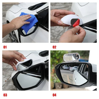 Car Mirror Auxiliary Rear View Mirror Wide Angle Side Rear Mirrors Reverse Blind Spot 360° Adjustable Universal Car Accessories