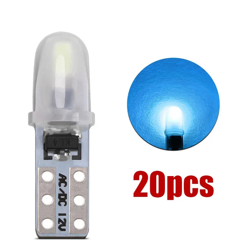 10/20 Pcs T5 Auto Car Dashboard Lights 2 3014 SMD Reading Instrument Panel Lamp No Polarity Led Bulb White 12V DC