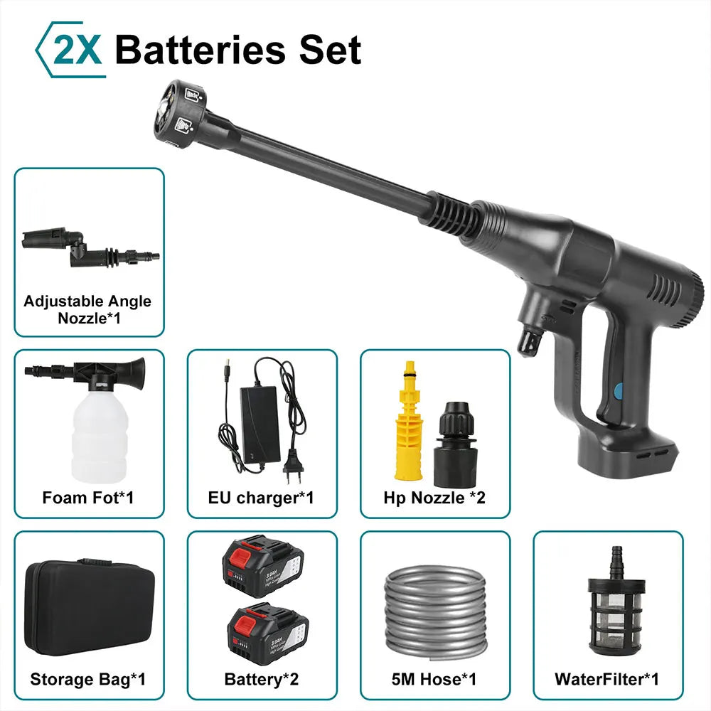 Brushless High Pressure Washer Gun 200Bar 6 in 1 Car Washing Water Spray Attachment For Makita 21V Battery Garden Hose