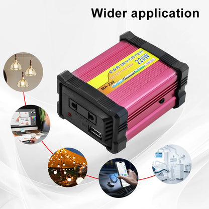 220W Portable Car Power Inverter with Multiple Protection and AC/USB Output Universal Compatibility Efficient Conversion