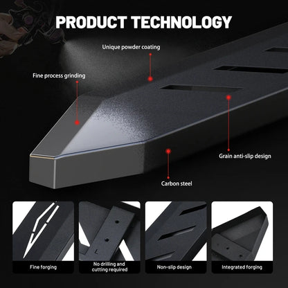 Left‑Right Set Anti‑Slip Carbon Steel Side Steps Running Boards, Exterior Upgrade Parts Fit Cybertruck