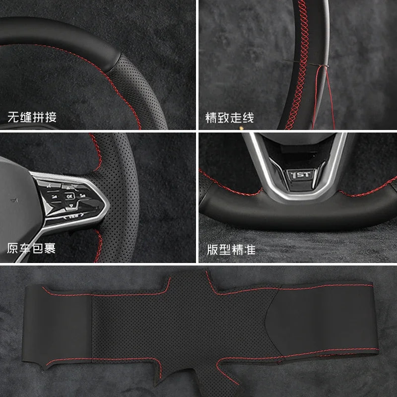 Hand Stitched Car Steering Wheel Cover for Skoda Karoq sport Karoq Scala 2024 2023 2022 DIY Soft Suede leather Car Interior