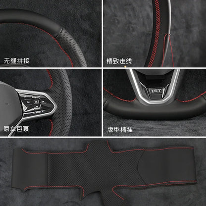 Hand Stitched Car Steering Wheel Cover for Skoda Karoq sport Karoq Scala 2024 2023 2022 DIY Soft Suede leather Car Interior