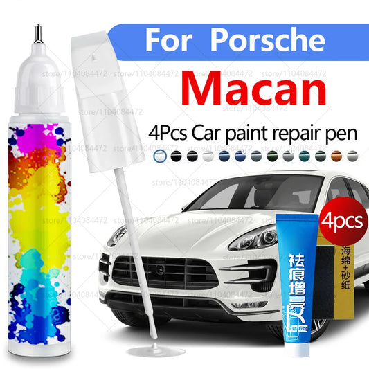 Car Paint Repair Pen For 2014-2025 Porsche Macan Paint Scratch Repair Accessories 4PCS White S9R Chalk M9A Blue MD5 Green M6C