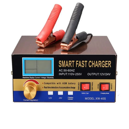 2025 New!AGM Start-stop Car Battery Charger, 400W Intelligent Pulse Repair Battery Charger 12V 24VTruck Motorcycle Charger