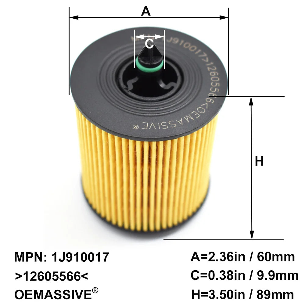 QTY 3, Oil Filter 12605566 For Buick Chevrolet HHR Cadillac BLS 2007 2008 2009 2010 / Chevrolet Malibu 2011 2012 2013 2014 2015
