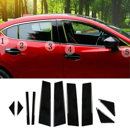 10Pcs Car Pillar Posts Door Window Trim Decal Cover for Mazda 3 Axela 2014 2015 2016 2017 2018 Exterior Parts BC Column Sticker