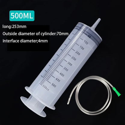 Plastic Syringe Ink-filling Needle Glue Dispenser 60ml-500ml Large-capacity Syringe Pump with 1m Hose for Washing and Pumping