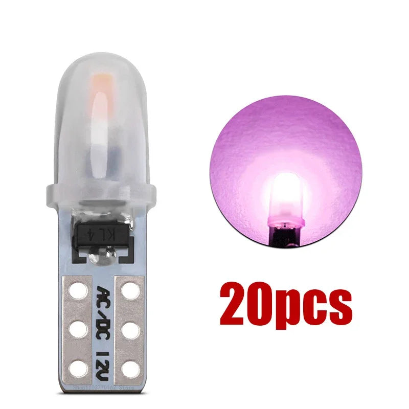 10/20 Pcs T5 Auto Car Dashboard Lights 2 3014 SMD Reading Instrument Panel Lamp No Polarity Led Bulb White 12V DC