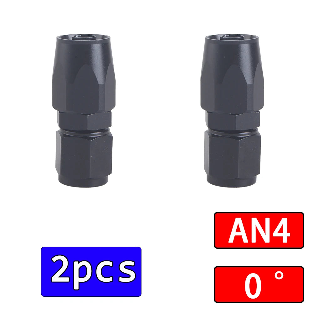2Pcs Universal Black AN4 AN6 AN8 AN10 Straight 45 90 180 Degree Oil Fuel Swivel Hose End Fitting Oil Hose End Adaptor Kit