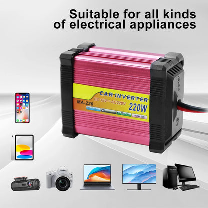 220W Portable Car Power Inverter with Multiple Protection and AC/USB Output Universal Compatibility Efficient Conversion