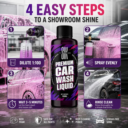 100ml Pink Foaming Extreme Bodywash & Wax Foaming Car Wash Soap, (Works with Foam Cannons/Guns or Bucket Washes) for Cars