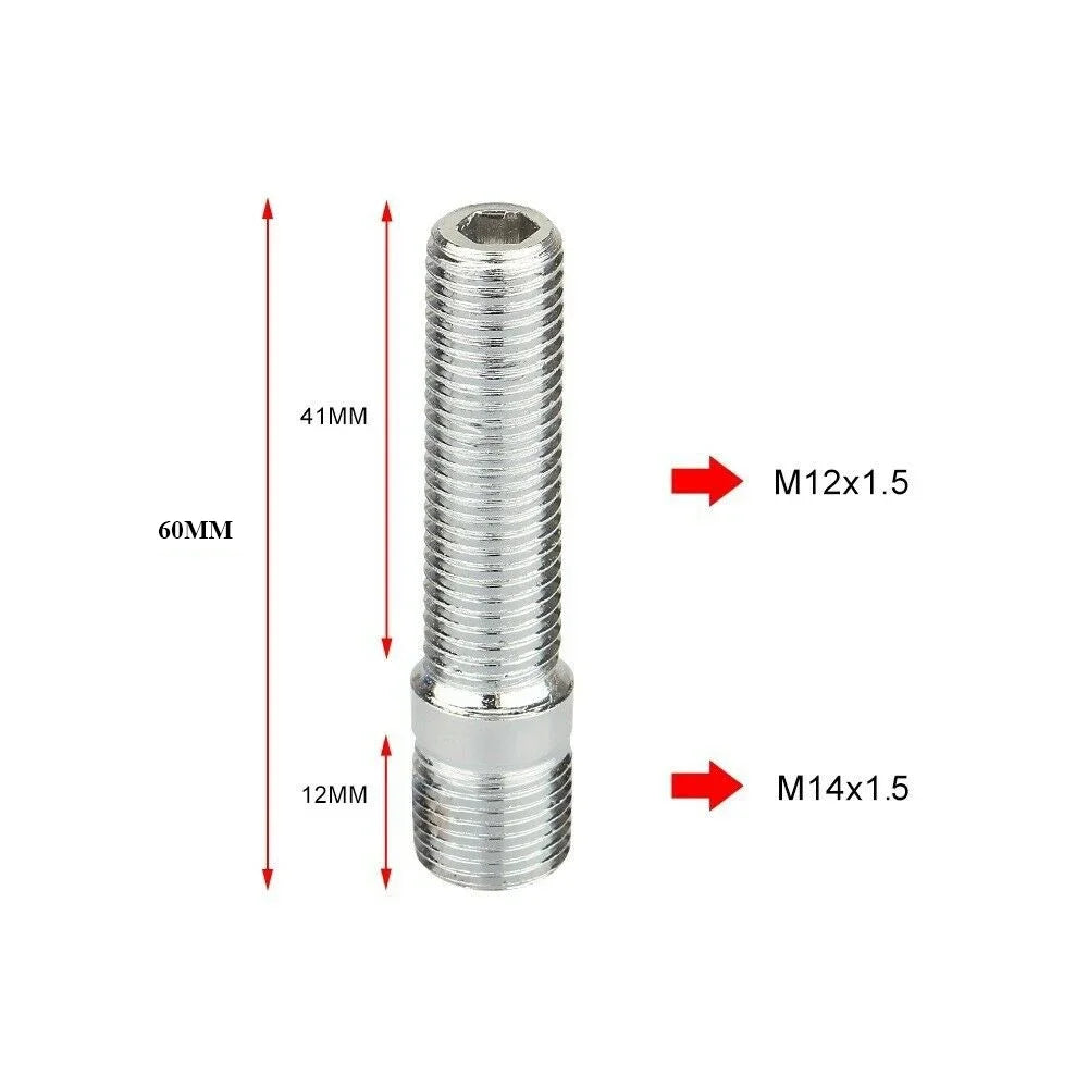 M12x1.25,M12x1.5,M14x1.25,M14x1.5 Extended Wheel Studs Conversion Tall Lug Bolts Screw Adapter Kit High Quality 1 Piece