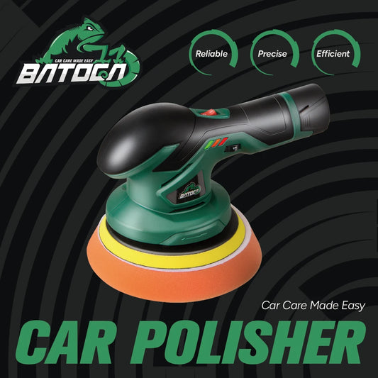 BATOCA 12V Cordless Car Polisher Brushless Dual Action DA Buffer Wireless Car Polishing Machine with 2pcs 2.0Ah Battery
