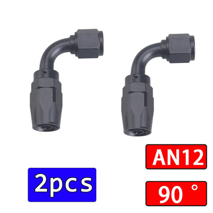 2Pcs Universal Black AN4 AN6 AN8 AN10 Straight 45 90 180 Degree Oil Fuel Swivel Hose End Fitting Oil Hose End Adaptor Kit