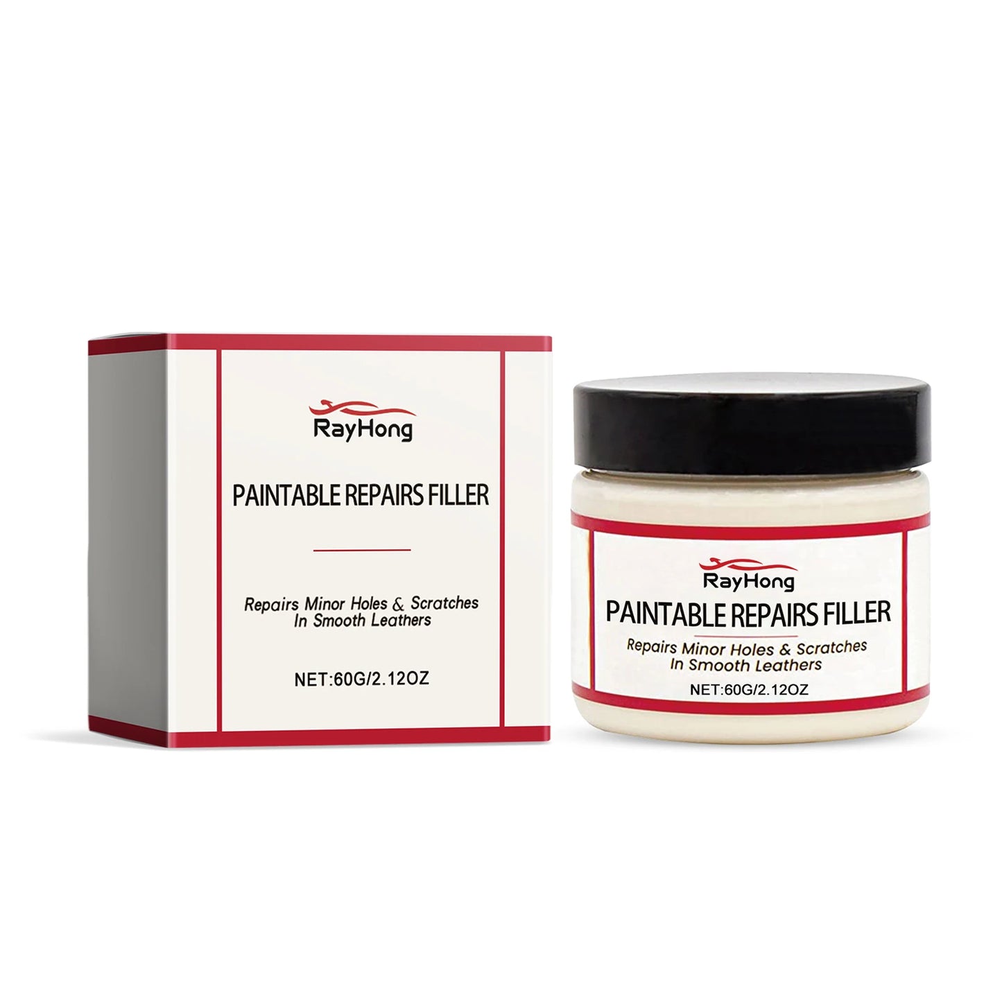 Rayhong 60ml Leather Filling Paste for Car Seat Scratch Repair, Sofa Leather Damage Refurbishment Repair Paste