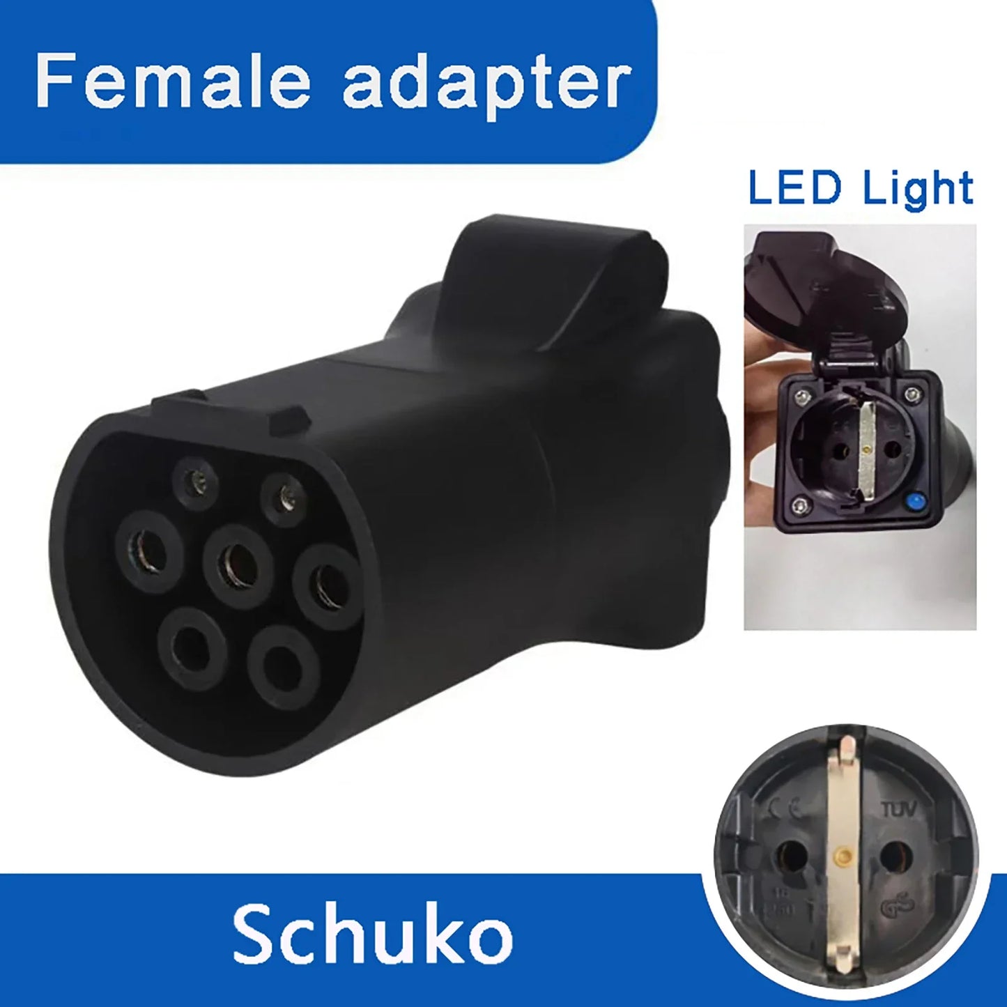 75Ω 470Ω 2KΩ 2.7KΩ V2L Type 2 Female to EU Schuko / Universal Socket EV Car Discharge Converter Adapter New Energy Vehicle Plug