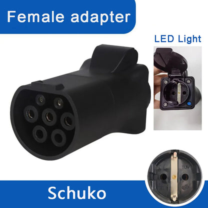 75Ω 470Ω 2KΩ 2.7KΩ V2L Type 2 Female to EU Schuko / Universal Socket EV Car Discharge Converter Adapter New Energy Vehicle Plug