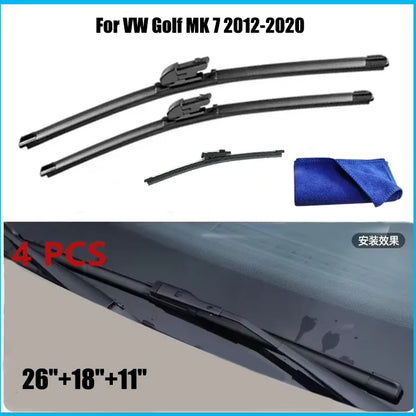 Car Wiper Front & Rear Wiper Blades Set For VW Golf MK 7 2012-2020 2019 2018 2017 2016 Windshield Windscreen 26"18"11"