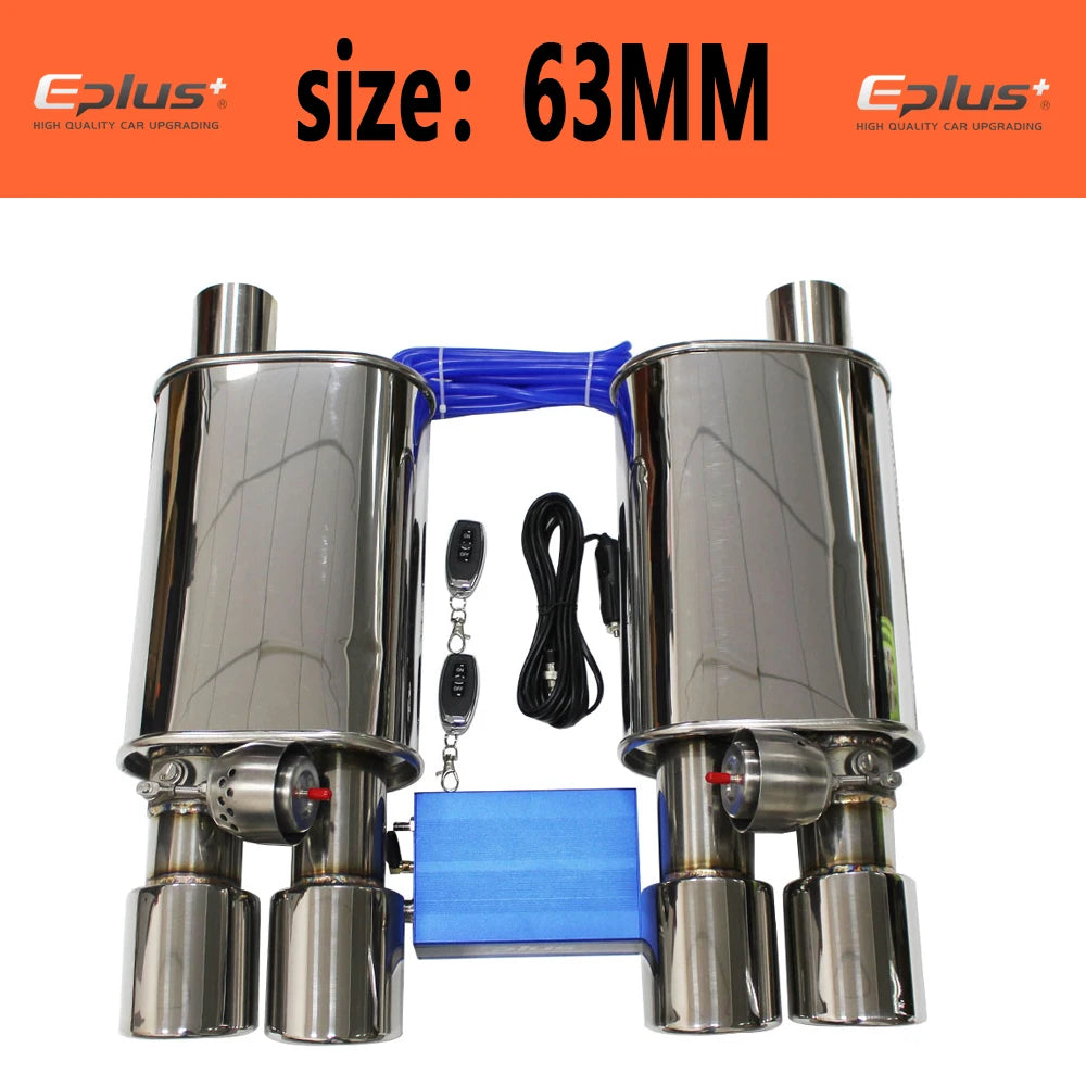EPLUS 1 Pair Car Exhaust System Vacuum Valve Control Exhaust Pipe Muffler Kit Variable Sound Universal 51 63 76 MM With Nozzle