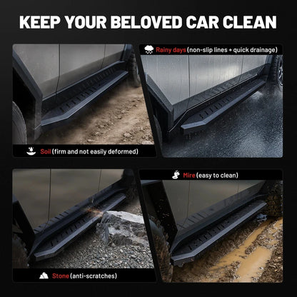 Left‑Right Set Anti‑Slip Carbon Steel Side Steps Running Boards, Exterior Upgrade Parts Fit Cybertruck
