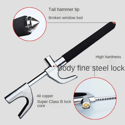 Car Steering Wheel Lock Excellent Anti Theft Ability Adjustable Telescopic Window Breaking Telescopic Lock Self Defense Car