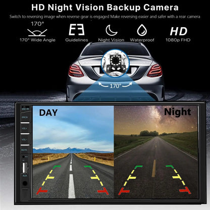 7 Inch 2 Din Car Stereo Carplay Android Auto HD Touchscreen Car Radio Receiver with Rear View Camera Mirror Link Bluetooth FM