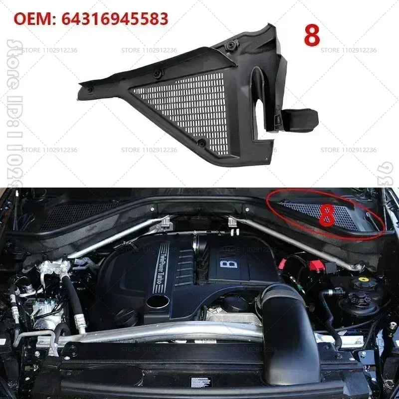 For 2007-2014 BMW X5 X6 E70 E71 Partition Panel Engine Compartment 51717169421 51717169422 51717169419 51757171791 64316945583