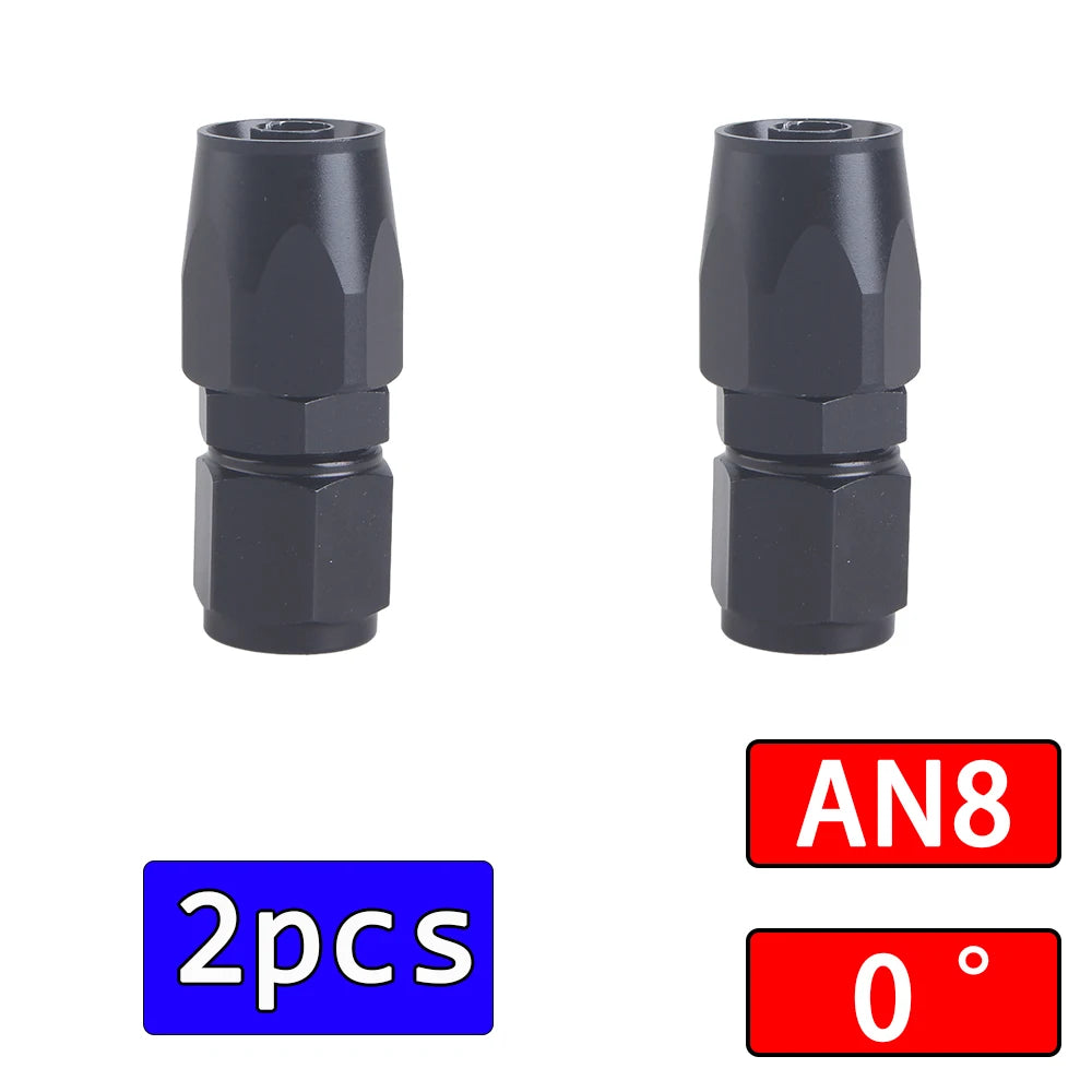 2Pcs Universal Black AN4 AN6 AN8 AN10 Straight 45 90 180 Degree Oil Fuel Swivel Hose End Fitting Oil Hose End Adaptor Kit