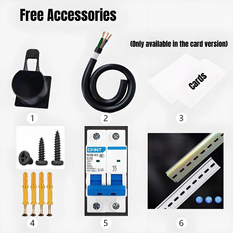 Electric Car Charger 7KW EV Charger Type2 / Type1 / GBT EV Charging Station 32A 1Phase Wallbox Type 2 Type 1 GB/T with Cards