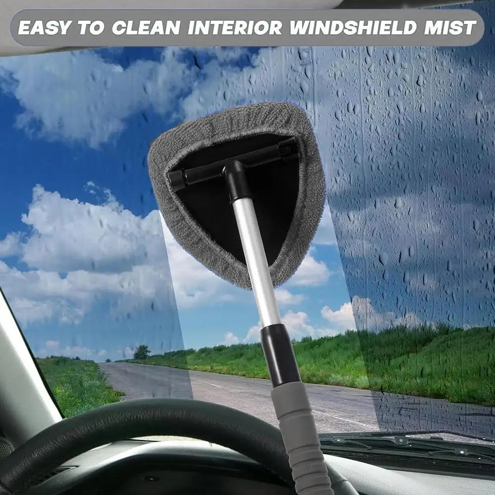 Telescopic Car Window Windshield Cleaning Brush Kit Microfiber Window Glass Cleaner Car Window Cleaner Scraping Mist Eliminator