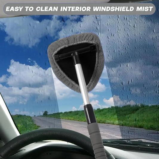 Telescopic Car Window Windshield Cleaning Brush Kit Microfiber Window Glass Cleaner Car Window Cleaner Scraping Mist Eliminator