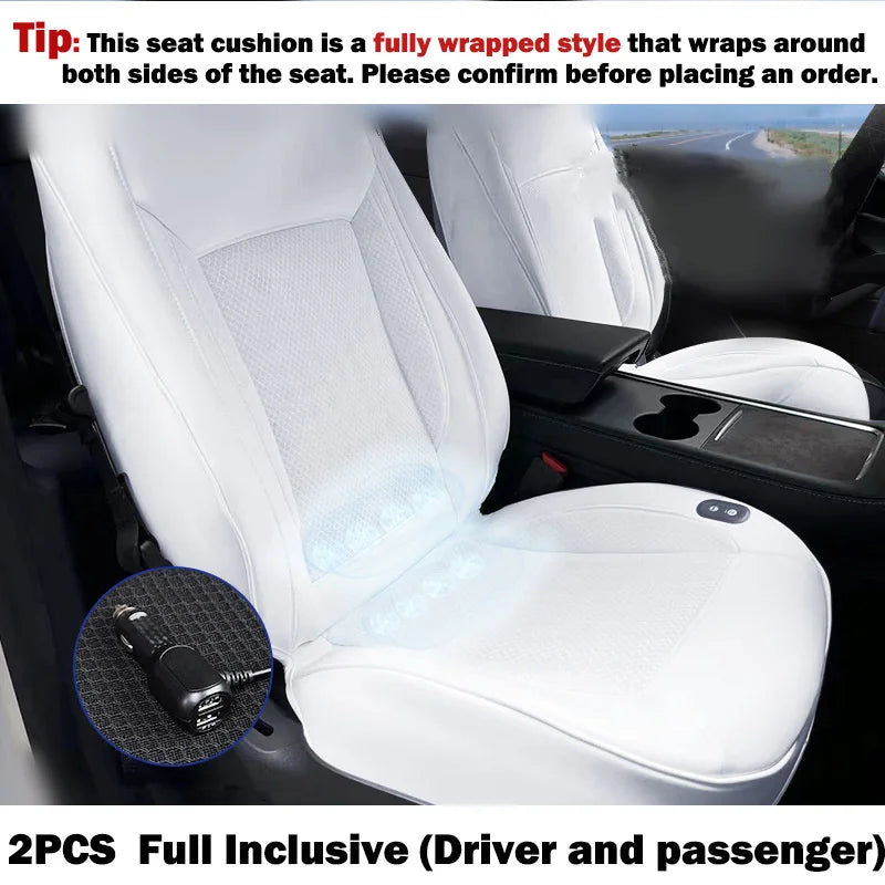 For Model Y 2017-2024 & Model 3 2017-2023 Cooling Car Seat Cushion, Front Seat Cover Summer Hair Dryer Cooling Accessories