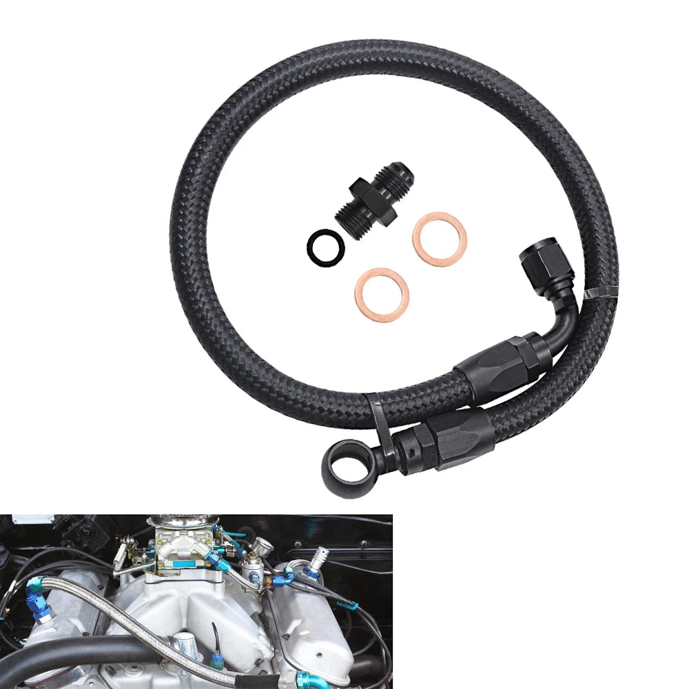 Black Braided Fuel Line Hose with 6AN Tube Adapter Fitting for Honda Civic EK B/D Series 1988-2000