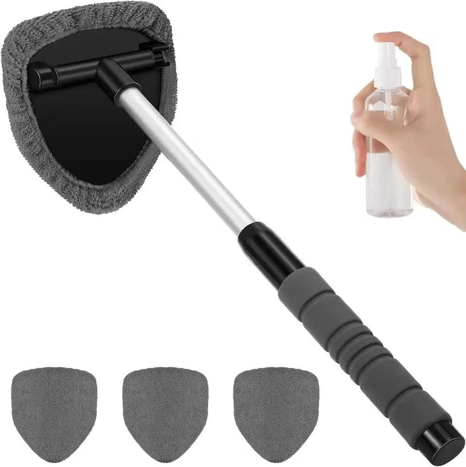 Telescopic Car Window Windshield Cleaning Brush Kit Microfiber Window Glass Cleaner Car Window Cleaner Scraping Mist Eliminator
