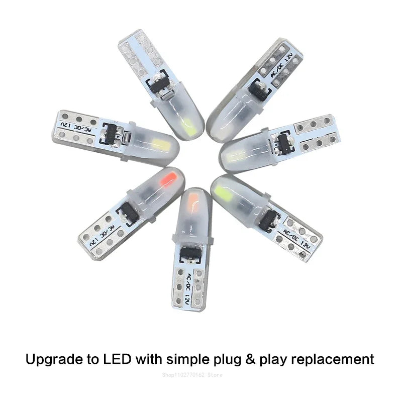 10/20 Pcs T5 Auto Car Dashboard Lights 2 3014 SMD Reading Instrument Panel Lamp No Polarity Led Bulb White 12V DC