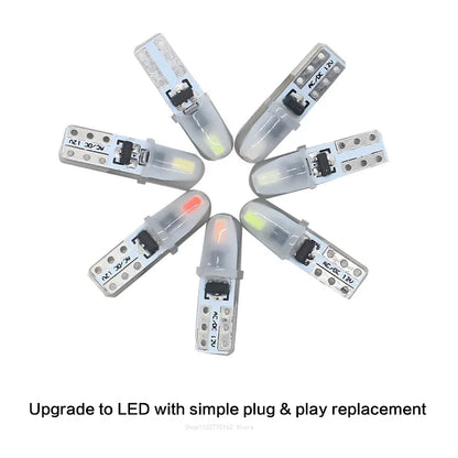 10/20 Pcs T5 Auto Car Dashboard Lights 2 3014 SMD Reading Instrument Panel Lamp No Polarity Led Bulb White 12V DC