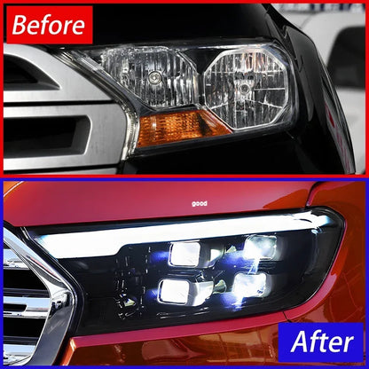 For Ford Ranger 2016-2020 LED Auto Headlights Assembly Upgrade Dynamic DRL 4 Projector Lens Tool Car Front Lamps Accessories