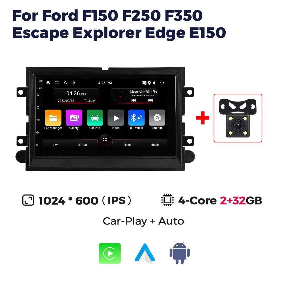 7inch GPS Screen Car Radio For Ford F150 F250 F350 Escape Explorer Edge E150 Mustang Multimedia Player Carplay Auto Smart System