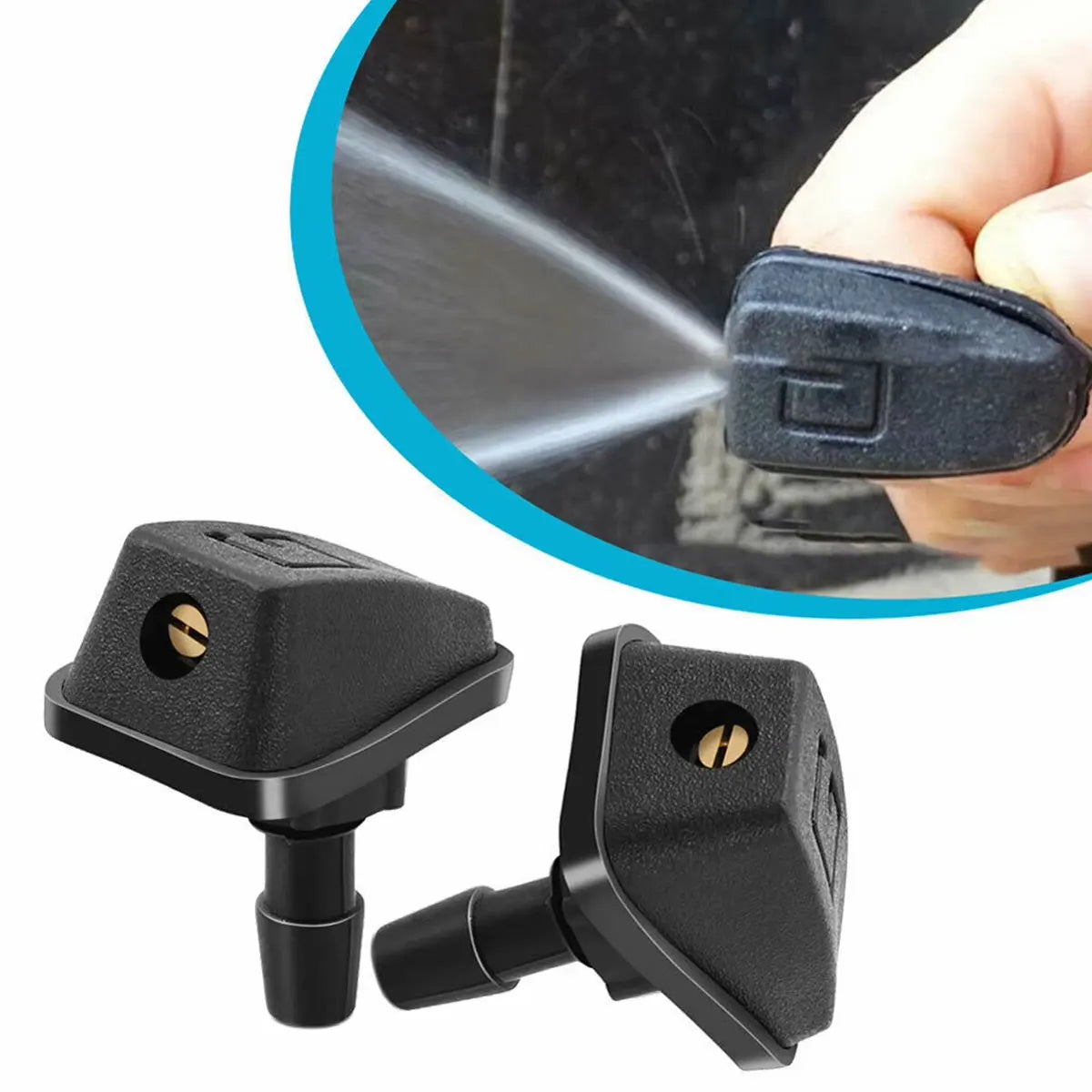 2PCS Auto Front Windshield Wiper Nozzle Car Fan-shaped Mist Windscreen Washer Water Spray Jets Nozzles Accessories