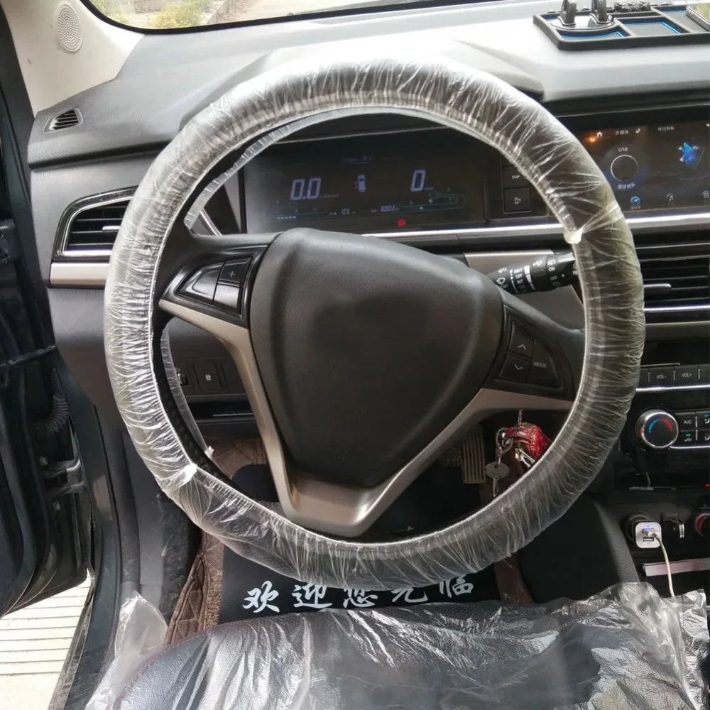 50Pcs Car Disposable Steering Wheel Cover Shift Knob Cover Waterproof Dustproof Clear Universal Vehicle Dust Guard Accessories