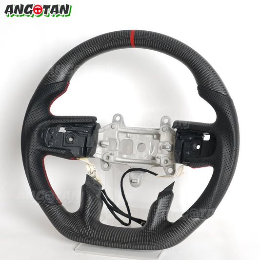 Heated Matte Carbon Fiber Perforated Steering Wheel For Dodge Ram 1500 TRX 2019 2020 2021 2022 2023 2024 Racing Wheel